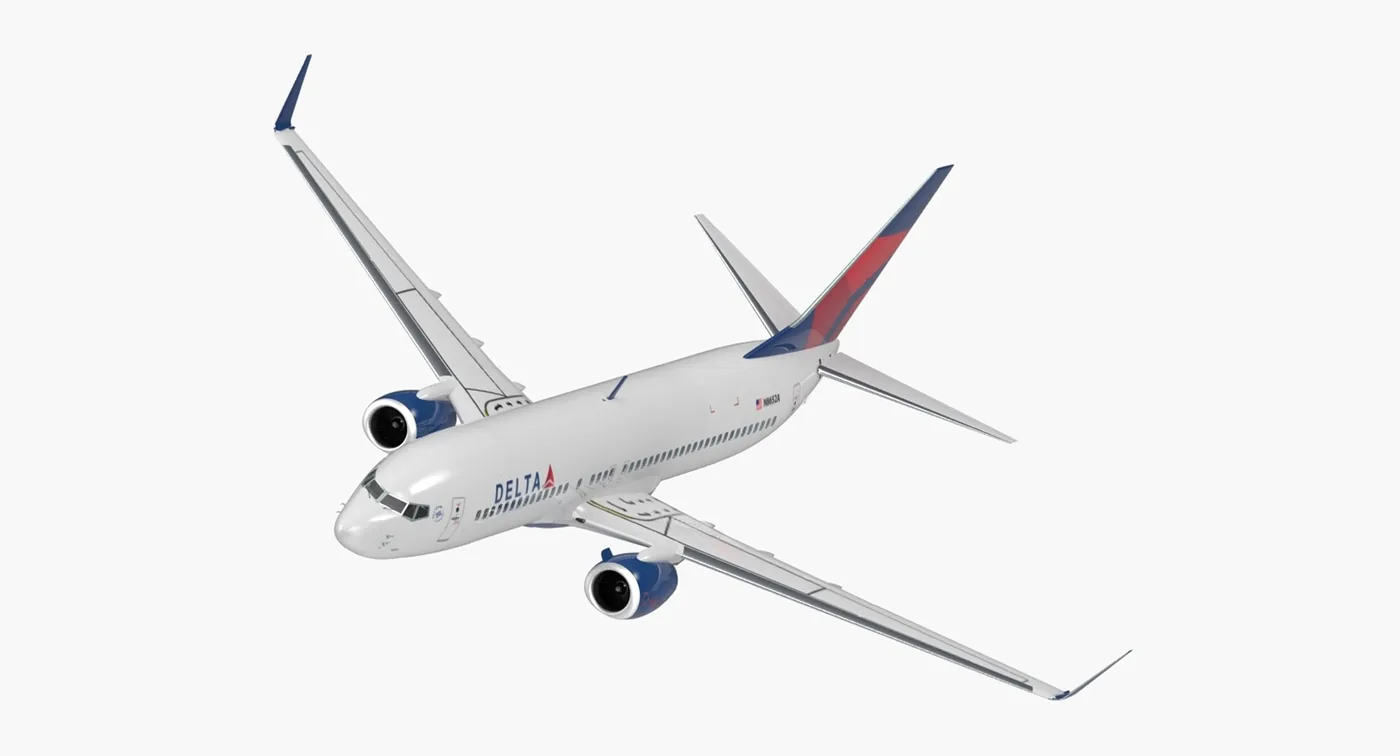Boeing 737-800 with Interior Delta Air Lines Rigged 3D Model