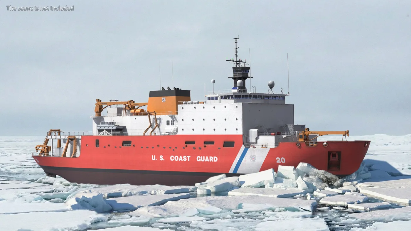 USCGC Healy Arctic Research Icebreaker Ship Simplified 3D Model