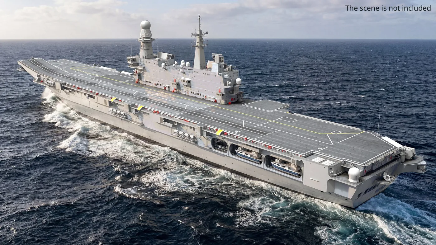 Modern Aircraft Carrier Naval Vehicle Gray 3D Model