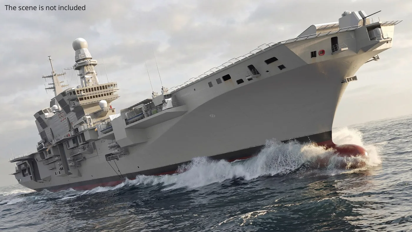 Italian Cavour Naval Aircraft Carrier Vehicle Simplified 3D Model