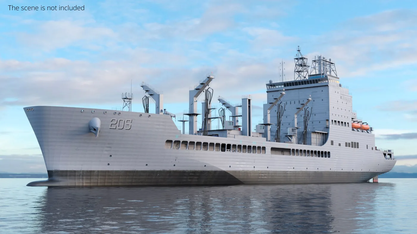 US Navy John Lewis Class Fleet Oiler Ship Grey 3D Model