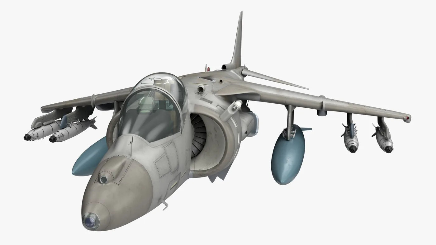 Combat Aircraft in Flight with Dual Smart Bomb Loadout Gray 3D Model