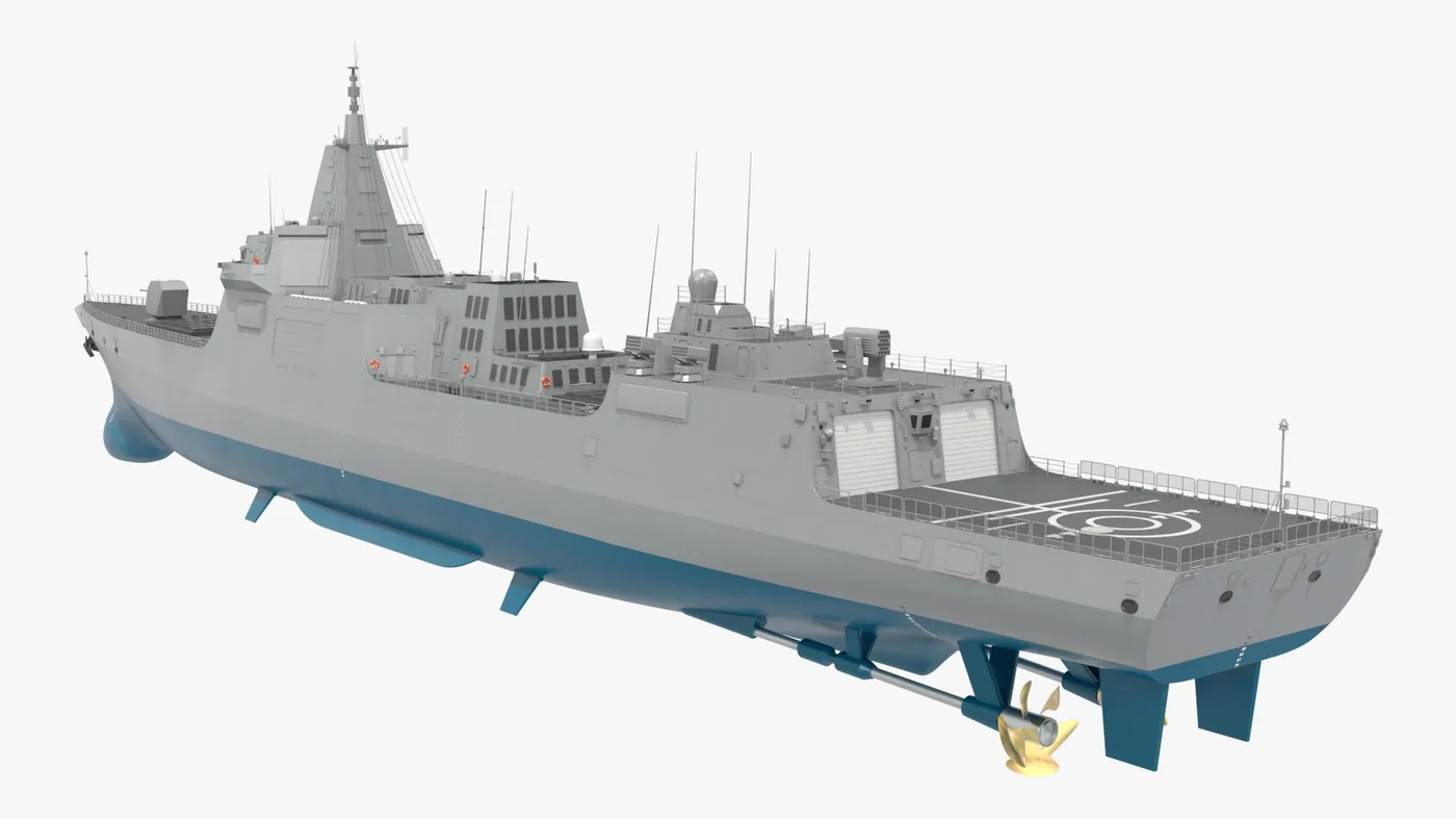 Stealth Naval Combat Ship Gray 3D Model