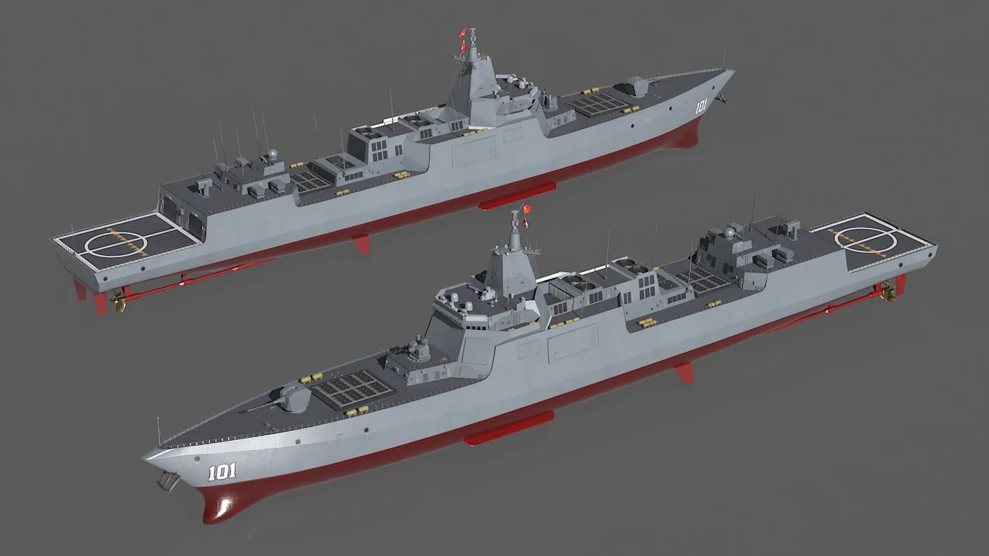 Type-055s Naval Destroyer Ship 3D Model