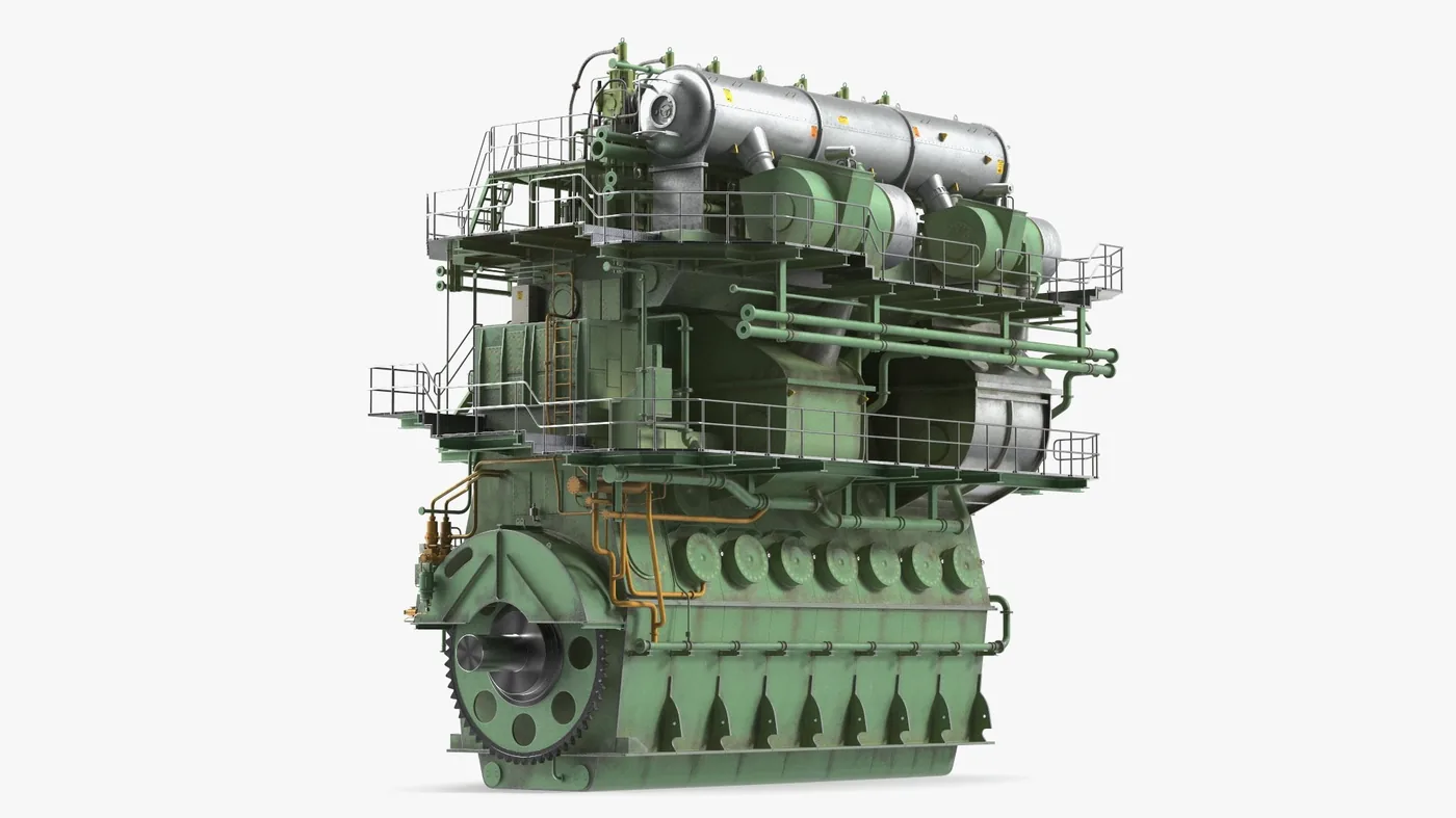 Marine Two Stroke Diesel Engine Unit Simplified 3D Model