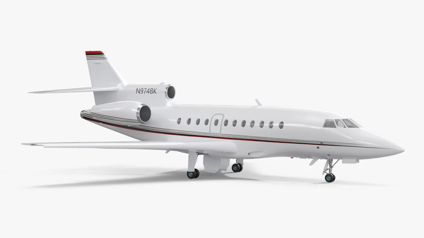 Jet Plane Dassault Falcon 900 White 3D Model
