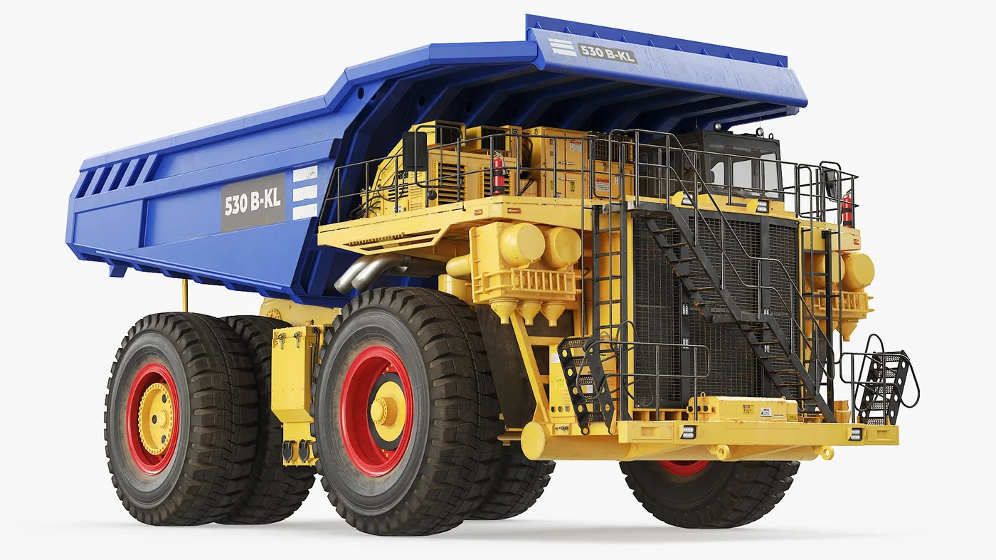 Mining Haul Dump Truck Blue Yellow 3D Model