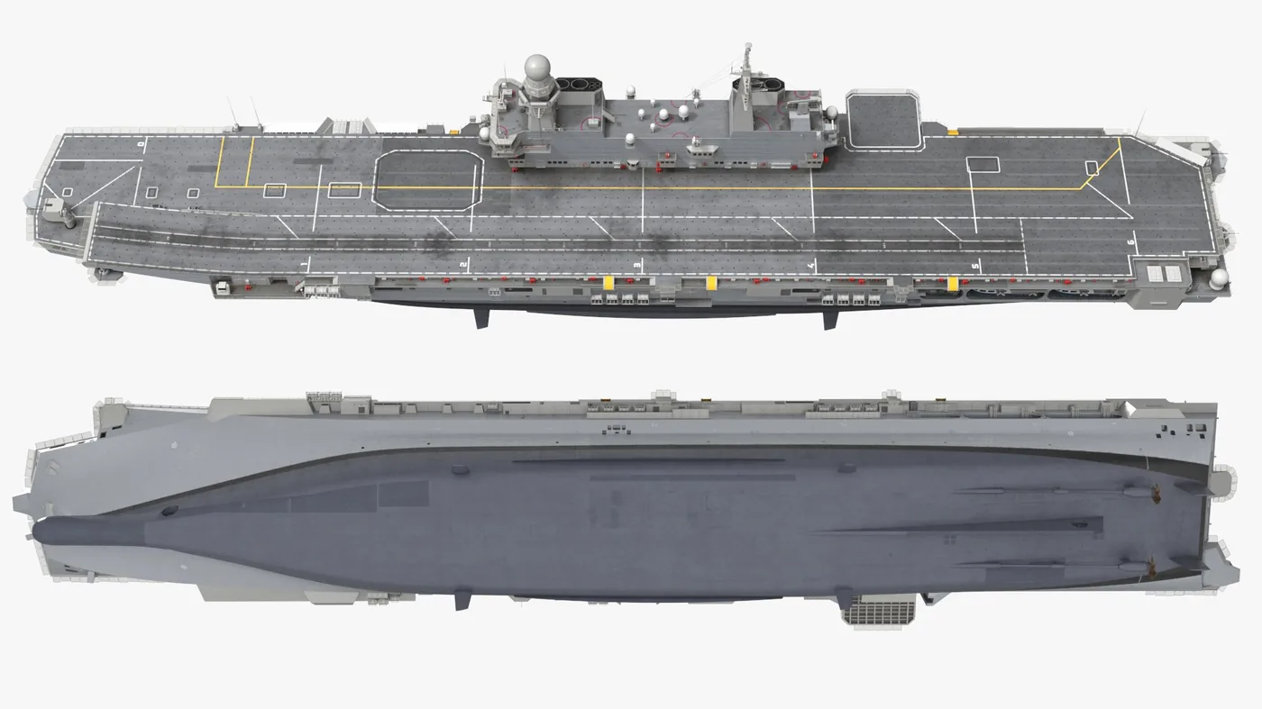 Military Aircraft Carrier Sea Vehicle Gray Simplified 3D Model