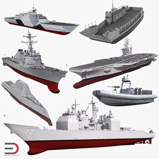 US Warships 3D Models Collection 3D Model