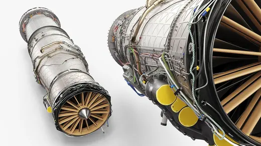 Pratt Whitney F135 Fighter Engine Metallic 3D Model