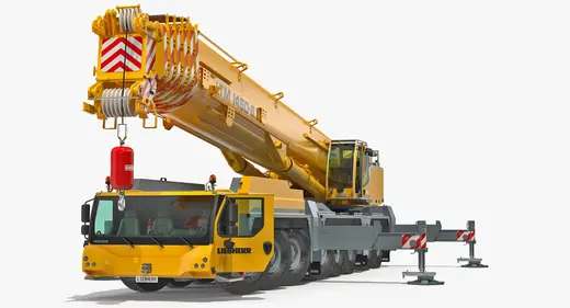 Liebherr LTM 1450 Mobile Crane Rigged 3D Model