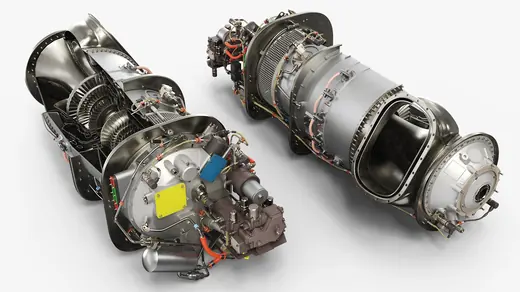 PT6C-67C Turboshaft Engine Cutaway View in Cross-section 3D Model