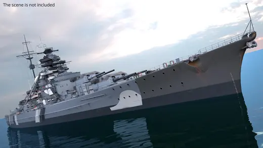 WWII Battleship with Disruptive Naval Camouflage Gray 3D Model