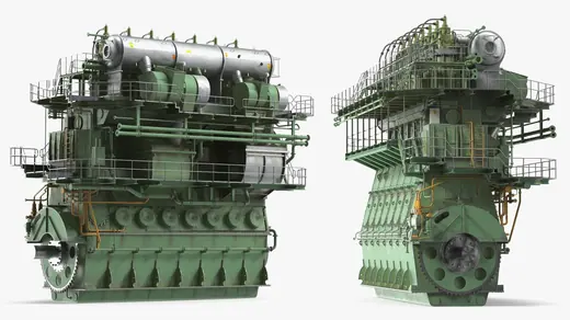 Low-Speed Marine Diesel Engine Assembly Green 3D Model