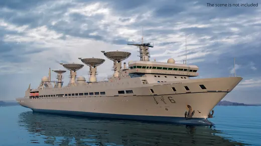 Yuan Wang Tracking Ship with Radar Dishes Blue 3D Model