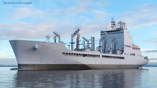 US Navy John Lewis Class Fleet Oiler Ship Grey 3D Model