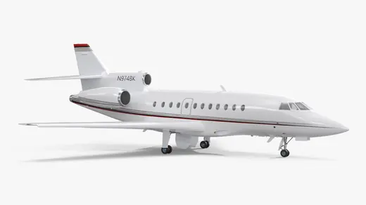Jet Plane Dassault Falcon 900 White 3D Model