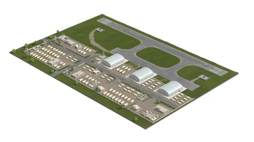 Military Drone Airbase Complex with UAV Fur 3D Model