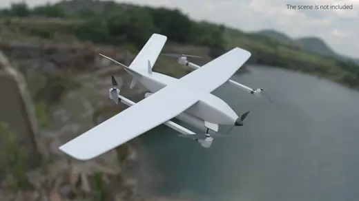 Fixed Wing VTOL Surveillance Drone Gray 3D Model
